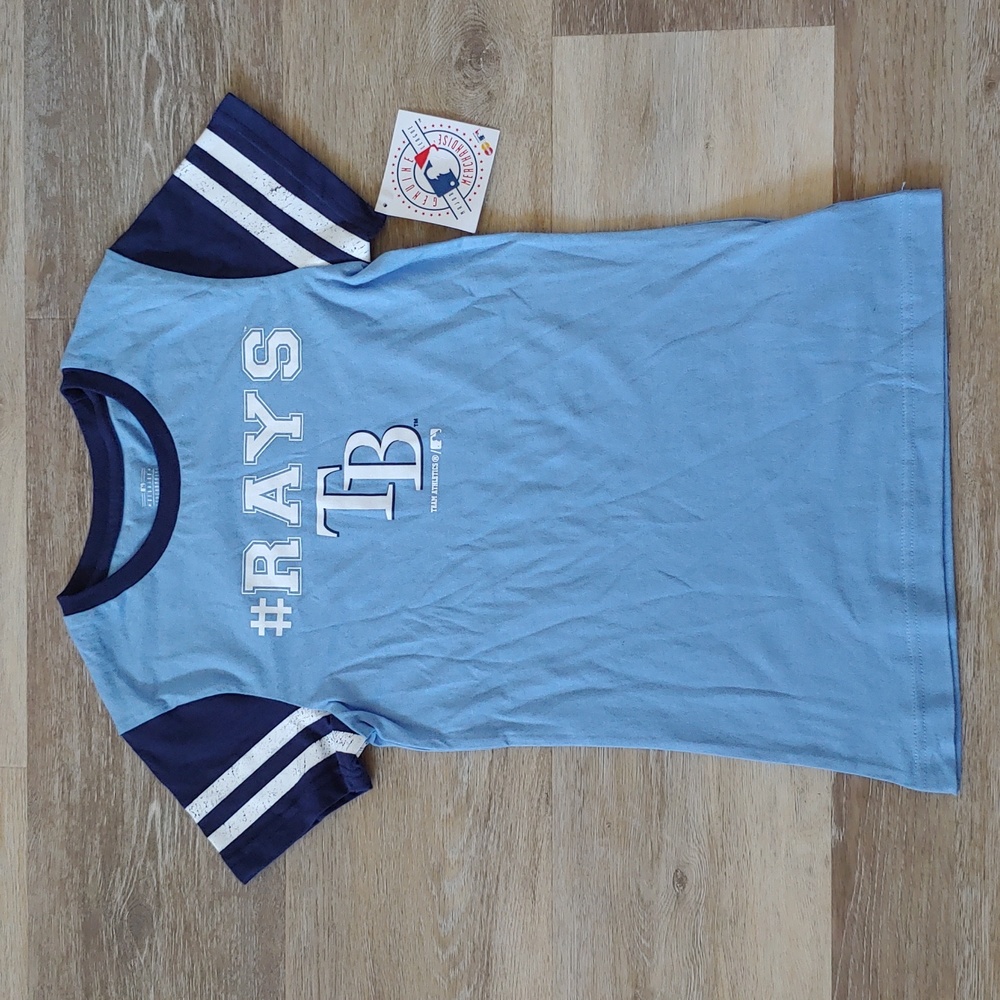 NWT MLB Tampa Bay Rays Youth Girls T-Shirt Blue Size L (10/12)